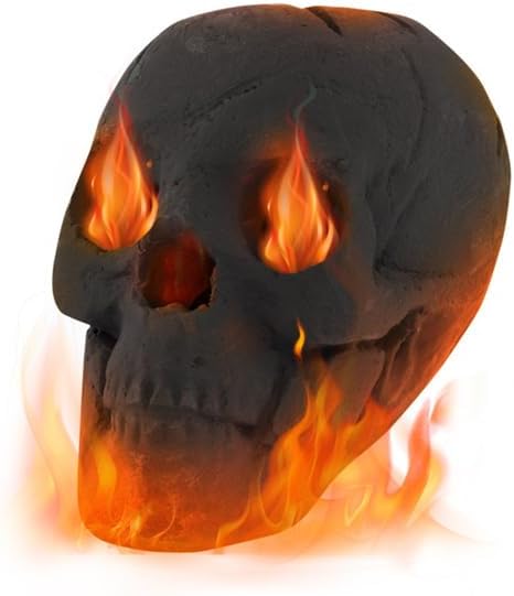 Halloween Fire Pit Skull Decoration – Realistic Ceramic Fireplace Skull with Hollow Eyes & Mouth for Spooky Flames, Haunted House & Outdoor Halloween Decor