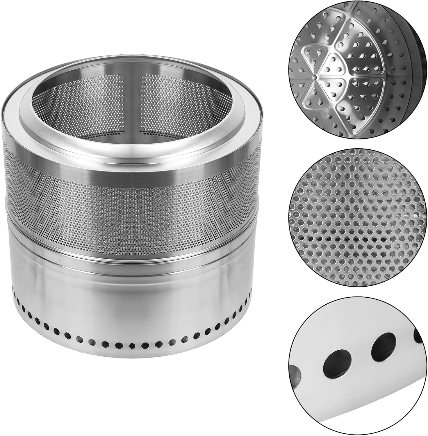 Smokeless Firepit, Stainless Steel Wood Burning Fireplaces, Wood Burning Outdoor FirePit with Ash Tray, Outdoor Smokeless Firepit, Detachable Bonfire Firepit for Outside Camping 50 cm