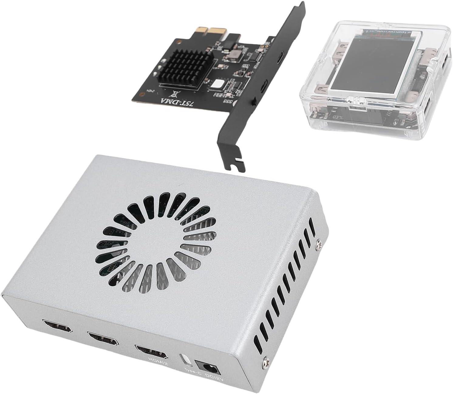 DMA Fuser Complete Kit 3840x2160 60Hz Keyboard Controller Overlayer Synthesizer, Aluminum Alloy Interface for Gaming Console, Dual Machine Access Support