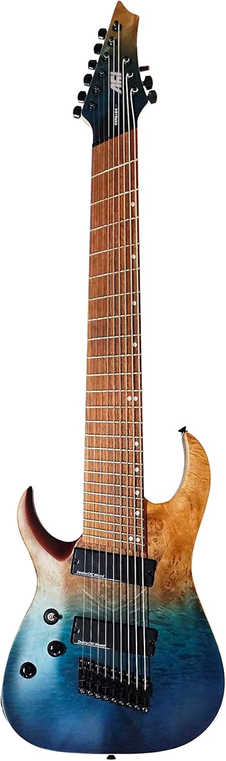 IYV-ISFF9-400 LH, 9 String Solid Body with Quilted Maple Top Electric Guitar, Blue Gradient, Left hand