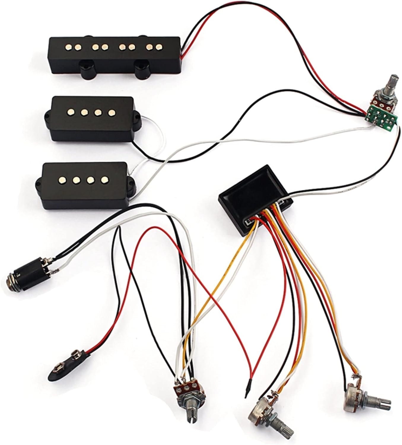 KESHUO Electric Guitar Wiring Harness 3 Band Equalizer EQ Preamp Circuit Bass Guitar Tone Control Wiring Harness Pickup Set