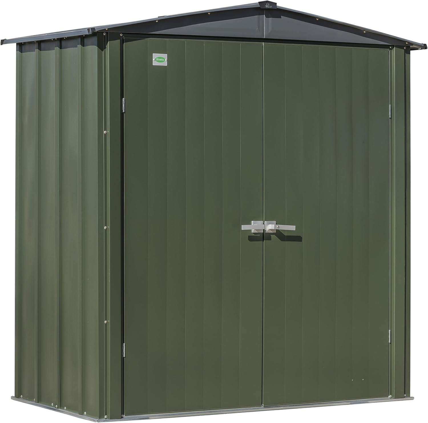 Scotts 6' x 3' x 6' Garden Storage Cabinet, Compact Outdoor Lockable Metal Shed Kit for Backyard, Patio, and Lawn