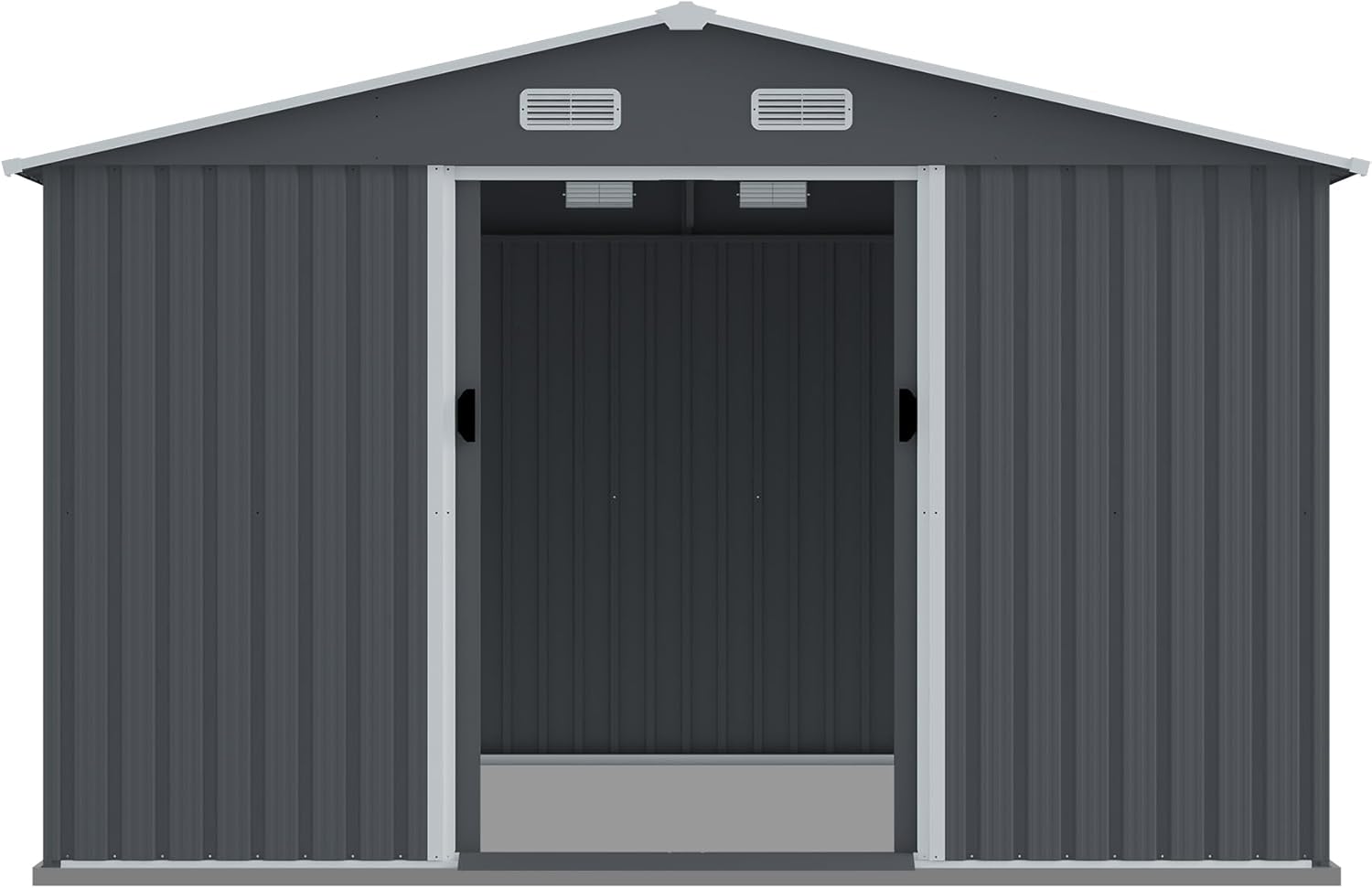 8x10 FT Outdoor Storage Shed - Heavy Duty Metal Tool Shed with Sliding Doors & Air Vent - Large Garden Shed for Backyard, Patio, Lawn - Weather-Resistant Grey Steel Storage House