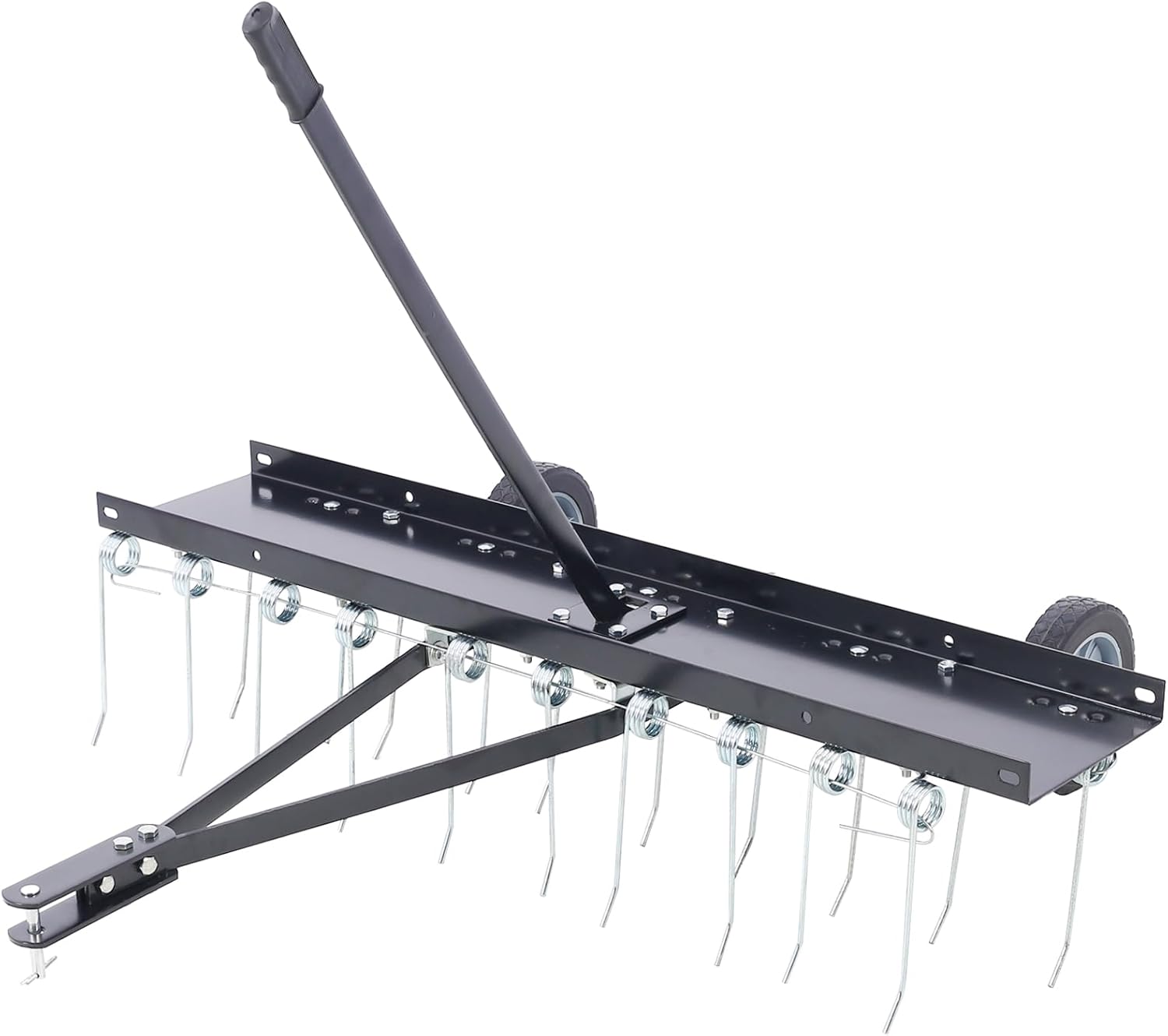 40 Inch Tow Behind Dethatcher and Lawn Sweeper Combo for Riding Lawn Mower & Tractor, Dual-Action Lawn Tine Rake with 70 lb Weight Tray, Rust-Proof Tines