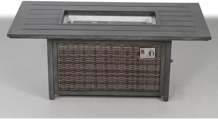 Aluminum,Wicker Propane Fire Pit Table