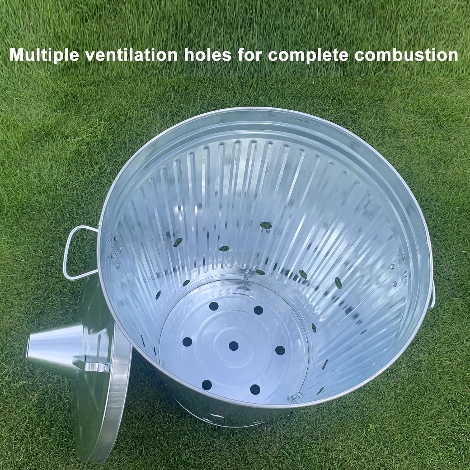 Galvanized Trash Can, Burn Barrel, Burn Pits for Backyard, Fire Pit, for Paper Leaf Paper Trash Wood Backyard Bonfire(White)