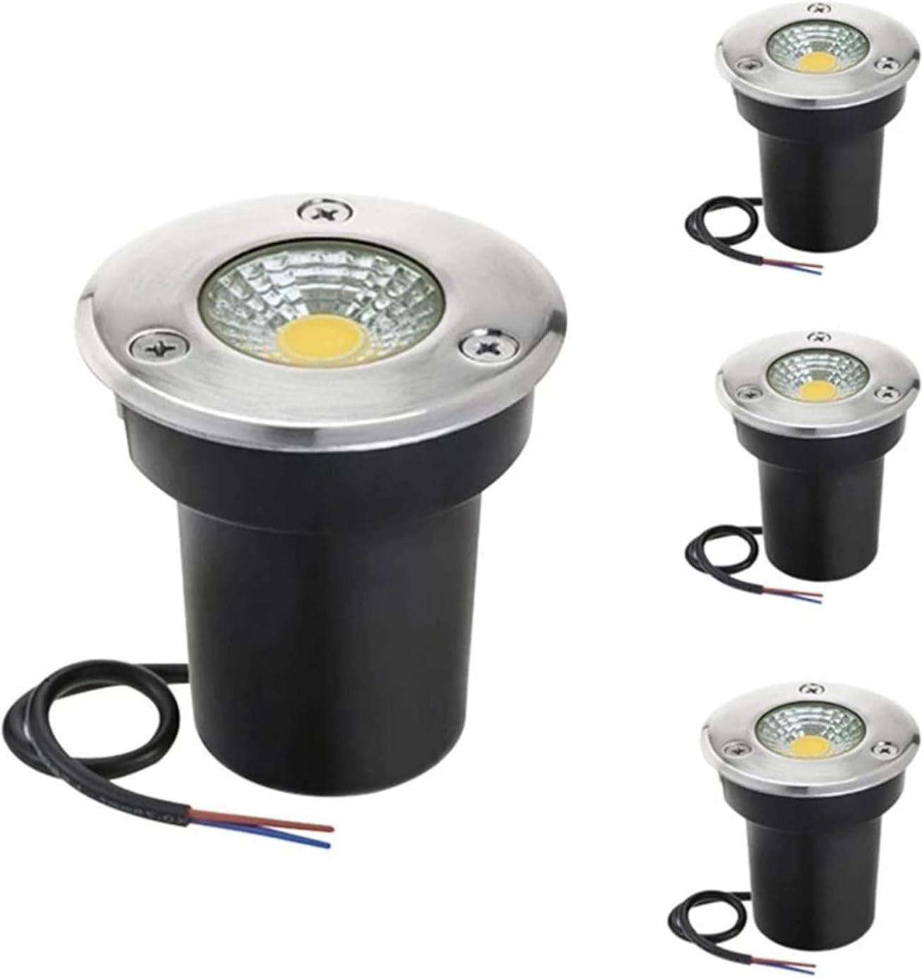 4 Pack LED Underground Light COB Floor Lamp IP65 Waterproof Outdoor Ground Spot Landscape Garden Square Path Yard Recessed Buried Spotlight (Warm White 30W)