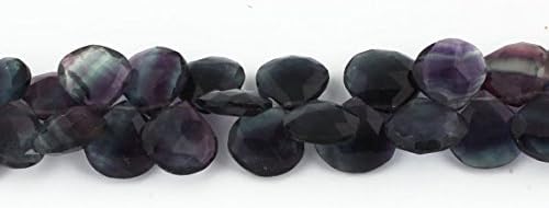 1 Strand Multi Fluorite Faceted Briolettes - Heart Shape Beads 13mm-17mm 8.5 Inches SB27