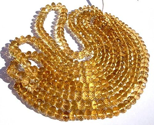 13 inch natural beads strand of 6.5-10mm faceted rondelle honey quartz gemstone beads for DIY jewelry - necklace, bracelet, earring, ring.