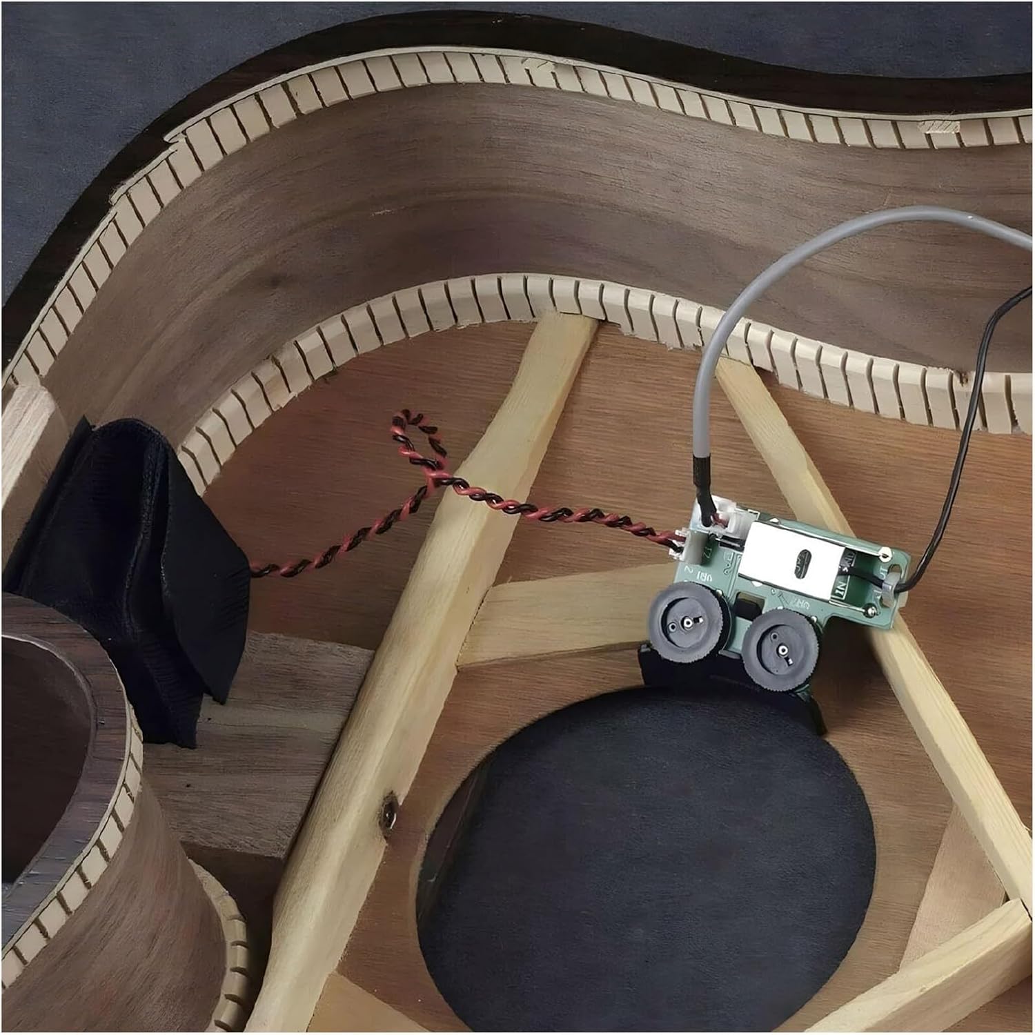 Acoustic Guitar Pickup with Built-in Tuner & Preamplifier - Piezo Bridge Pickup with Phase Control, Plug-and-Play for Guitars Ukuleles Mandolins