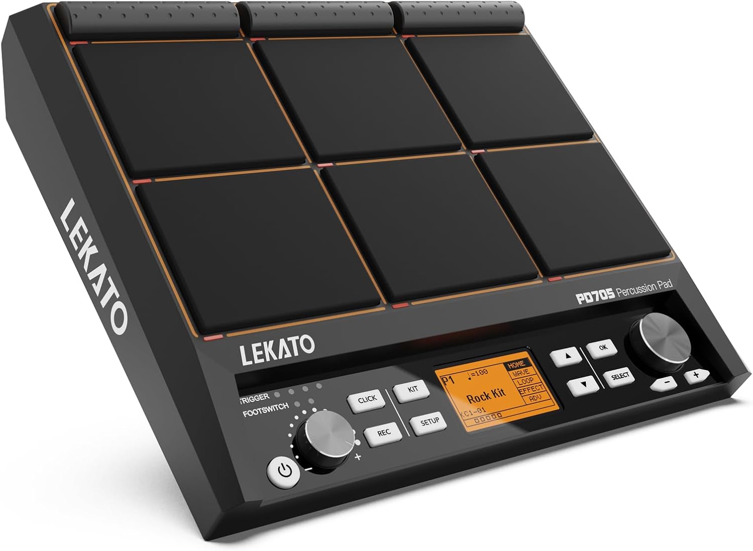 LEKATO Percussion Sample Pad, Electric Drum Pad with 9 Velocity-Sensitive Drum Pad, 592+ Sounds, Electronic Drum Set Pad Multipad with MIDI out, USB MIDI, AUX, Looper, Metronome, Trigger inputs