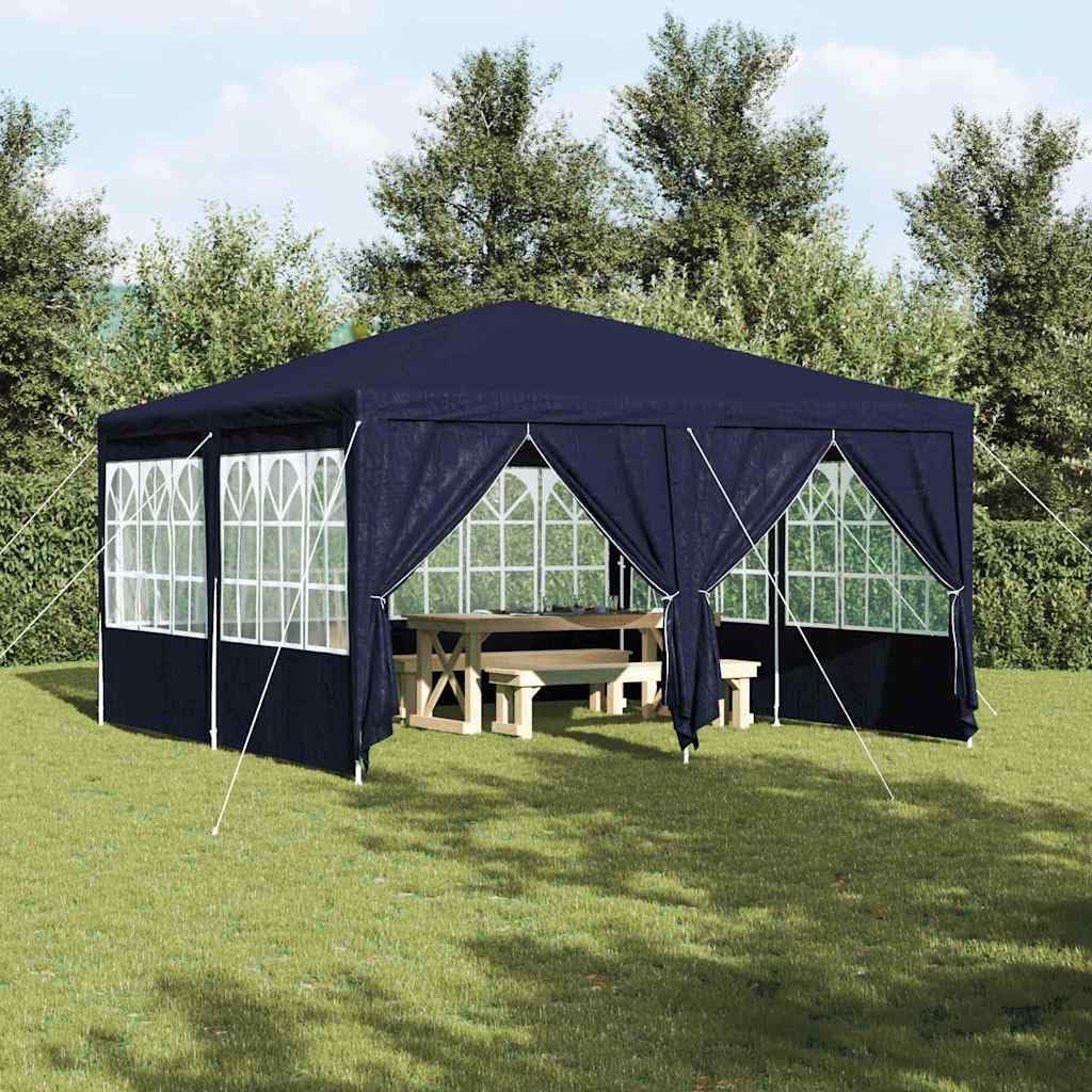Blue Polyethylene Party Tent, 157.48x157.48x104.72 inch Outdoor Canopy with 8 Side Walls, Weather-Resistant Collapsible Gazebo for Garden Events Outdoor Structures
