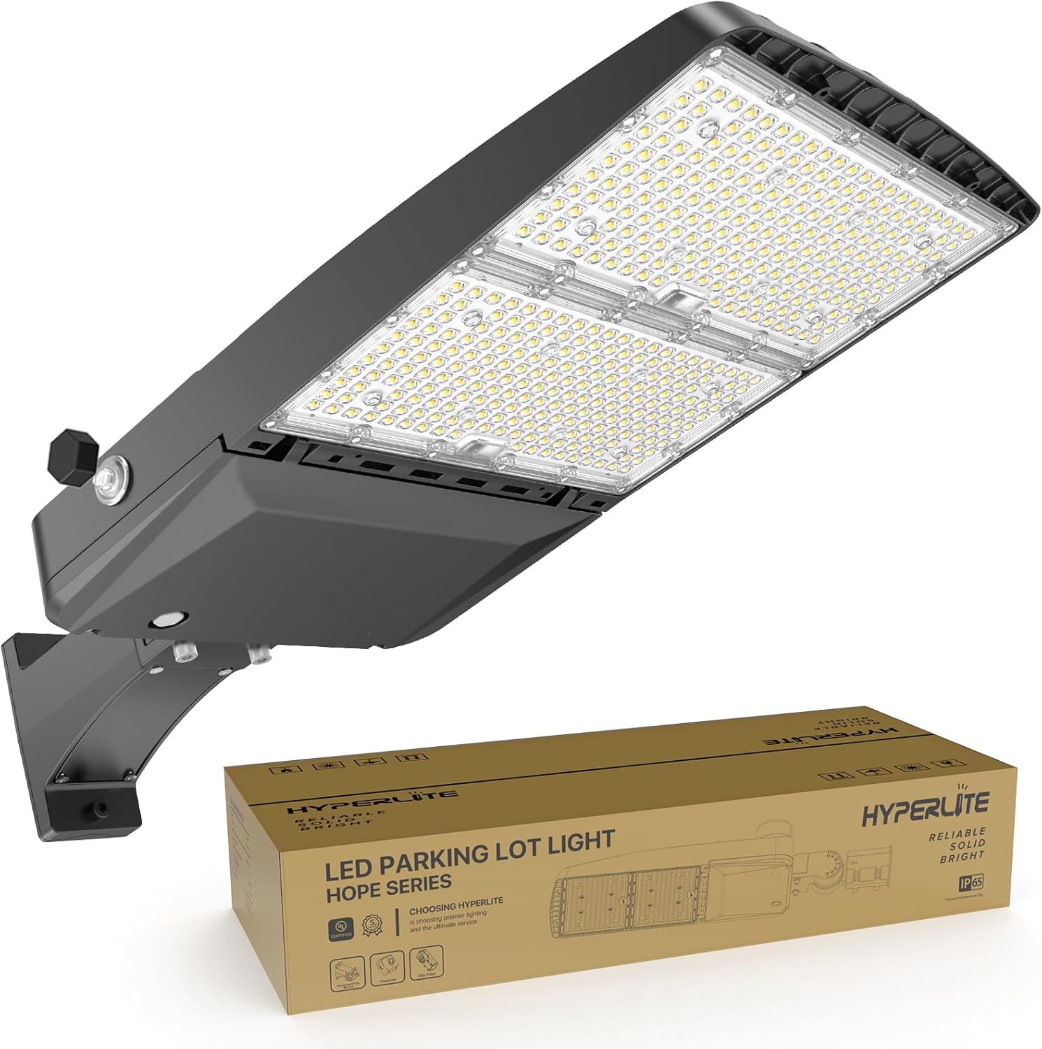 HYPERLITE LED Parking Lot Lights 300W LED Shoebox Light with Dusk to Dawn Photocell - 45000lm 5000K UL Certified IP65 LED Area Light for Court|Stadium|Parking Lot|Roadways