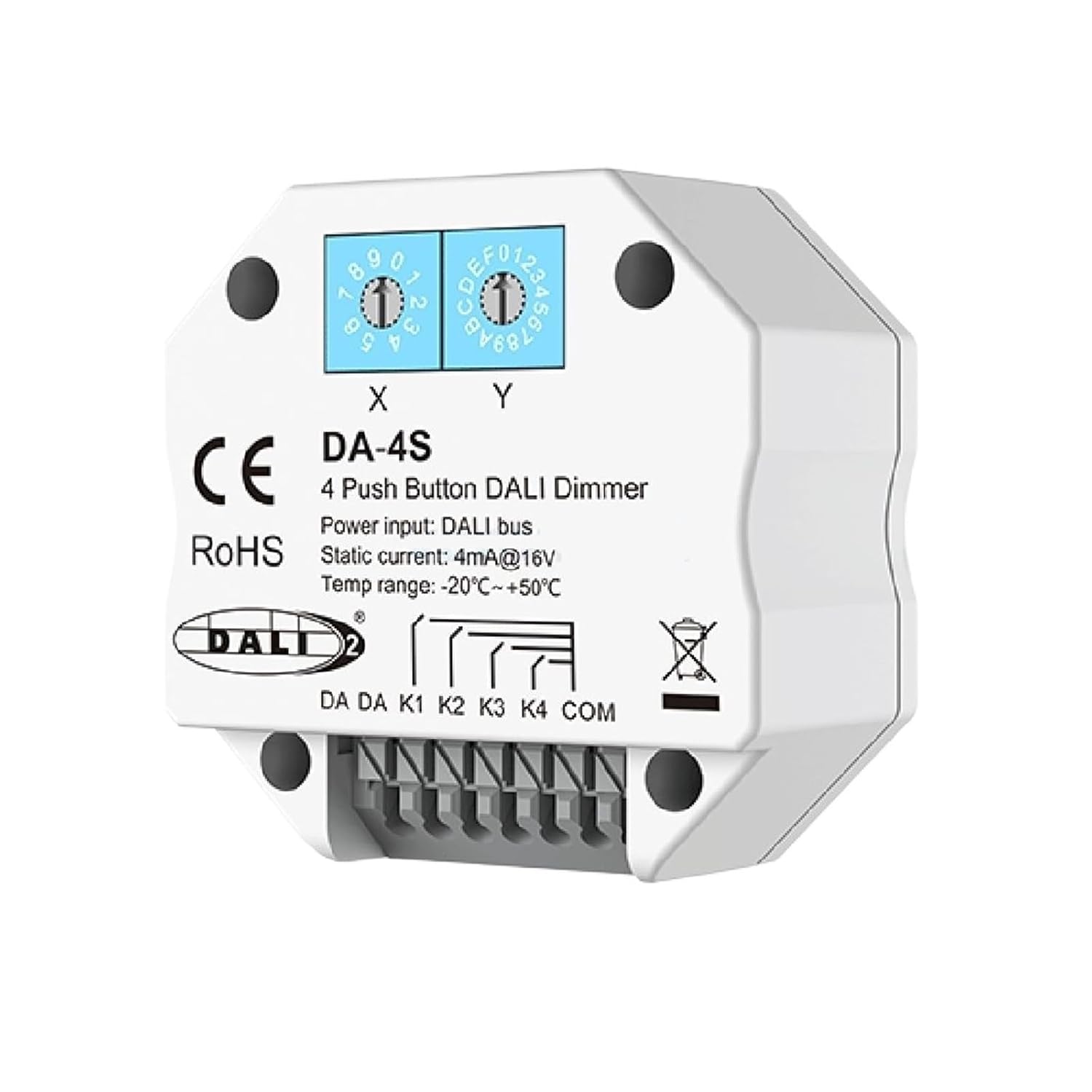 DA-4S DALI Switch 4 Button dimmer Master/Bus Power Coder for use with