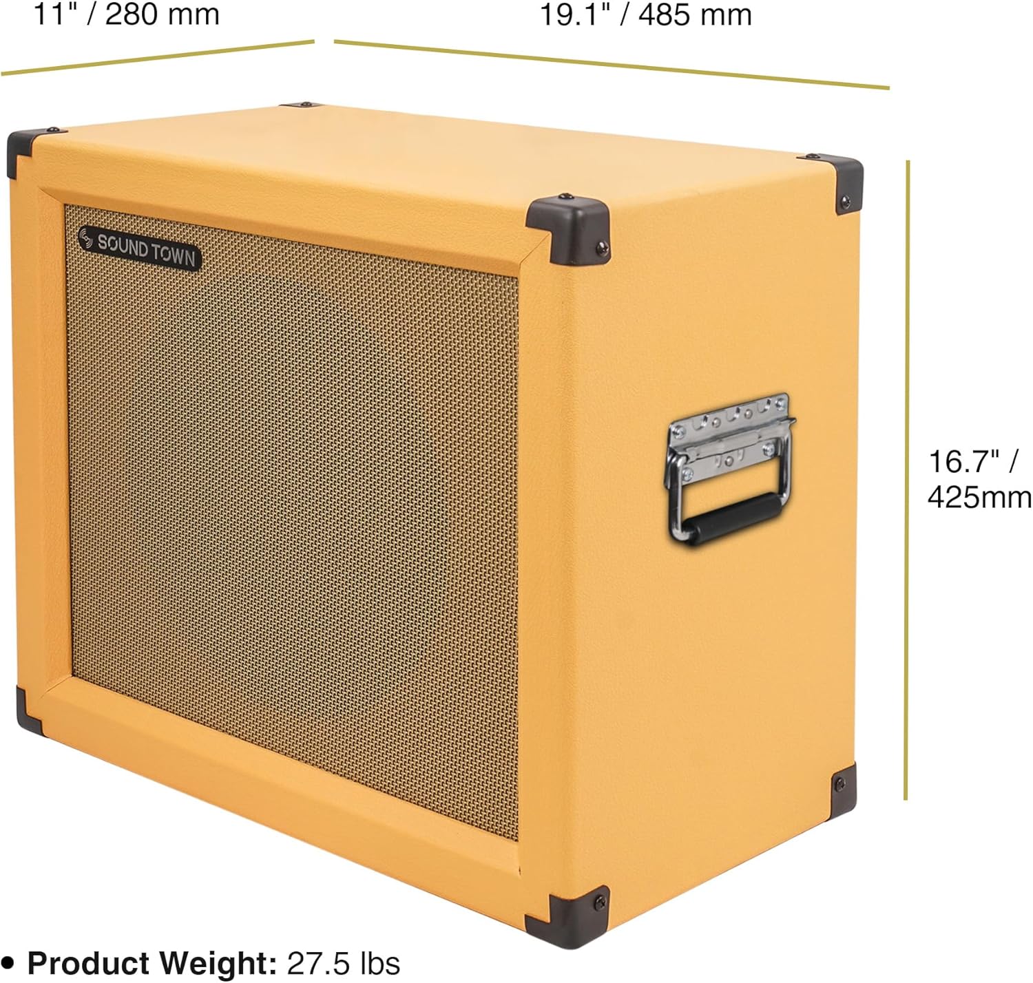 Sound Town 1 x 12 65W Open-Back Guitar Speaker Cabinet, Birch Plywood, Orange Tolex, Wheat Cloth Grille (GUC112OBOR)