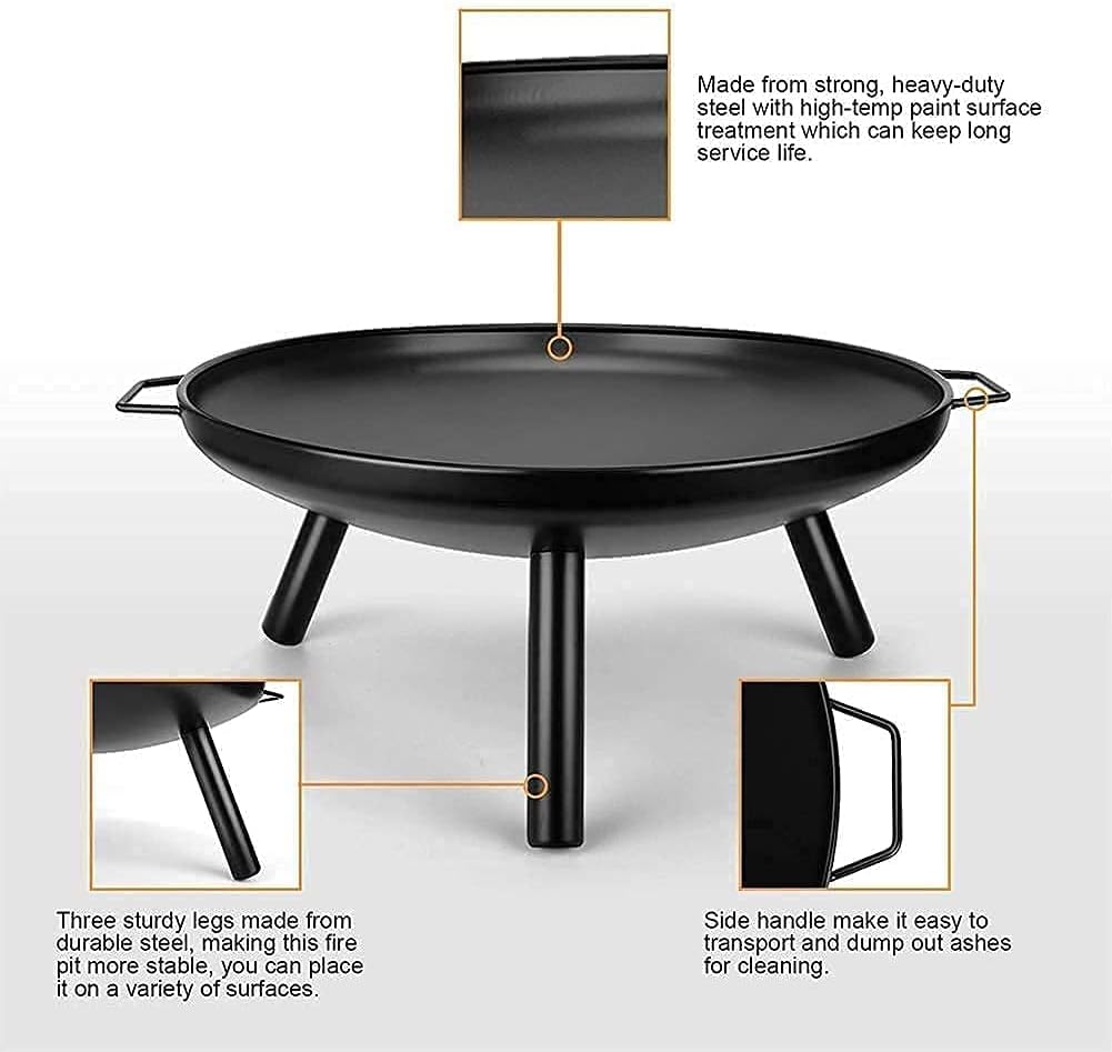 BBQ Grill Outdoor Outdoor Fire Pit, 24Inch Patio Stove Wood Burning BBQ Grill Fire Pit Bowl Round Shape Wood Burning Firepit for Camping Picnic Patio Backyard Garden Bonfire Beaches Park