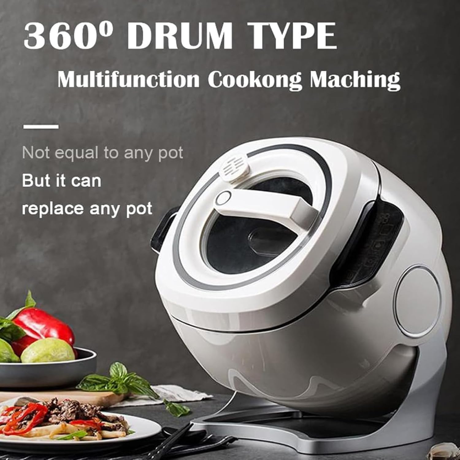 Automatic Cooking Machine, Stir Fry Robot with 6L Capacity, Automatic Cooker Fried Rice Machine, 3 Gears Firepower and Pot Body, Drum Type Food Processor with Touch Screen,