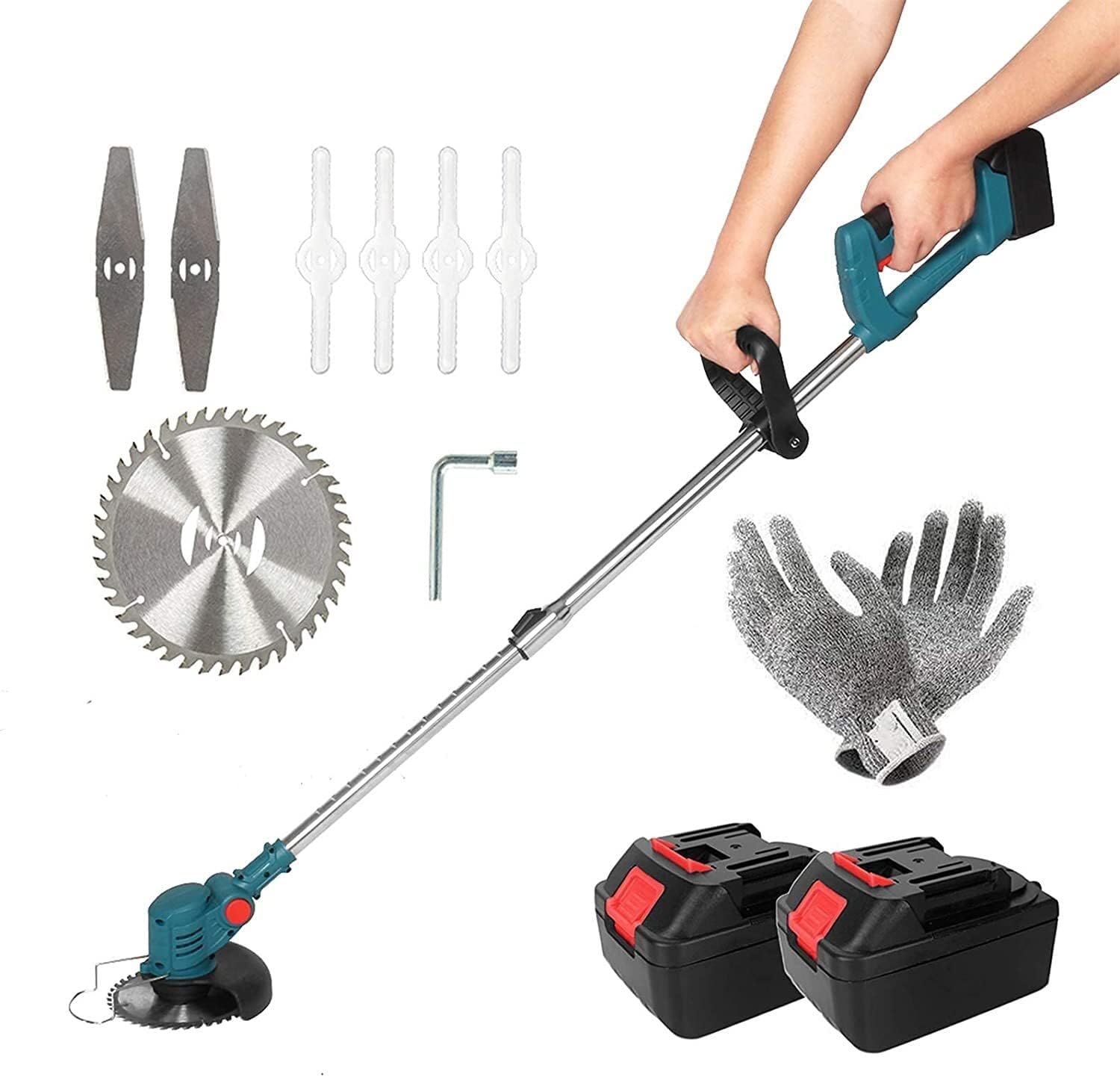 Cordless Edge/Trimmer 6 '' Detachable Lawn Mower with 2 Batteries and Quick Lightweight extendable Charger max 850W for Lawn Mowing Path Edges