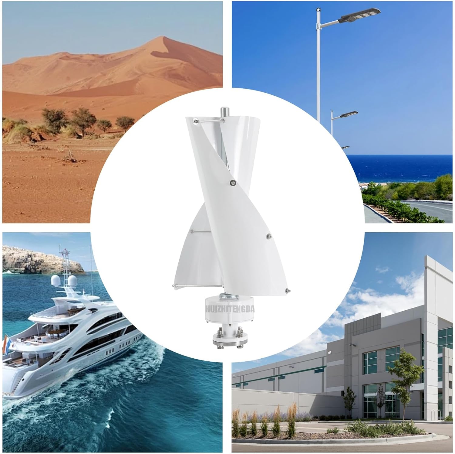 1500W 12V 24V Vertical Wind Turbine Generator Windmill Motor Home Low Noise High Efficiency Spiral Wind Power Generator for Wind and Solar Power Generation