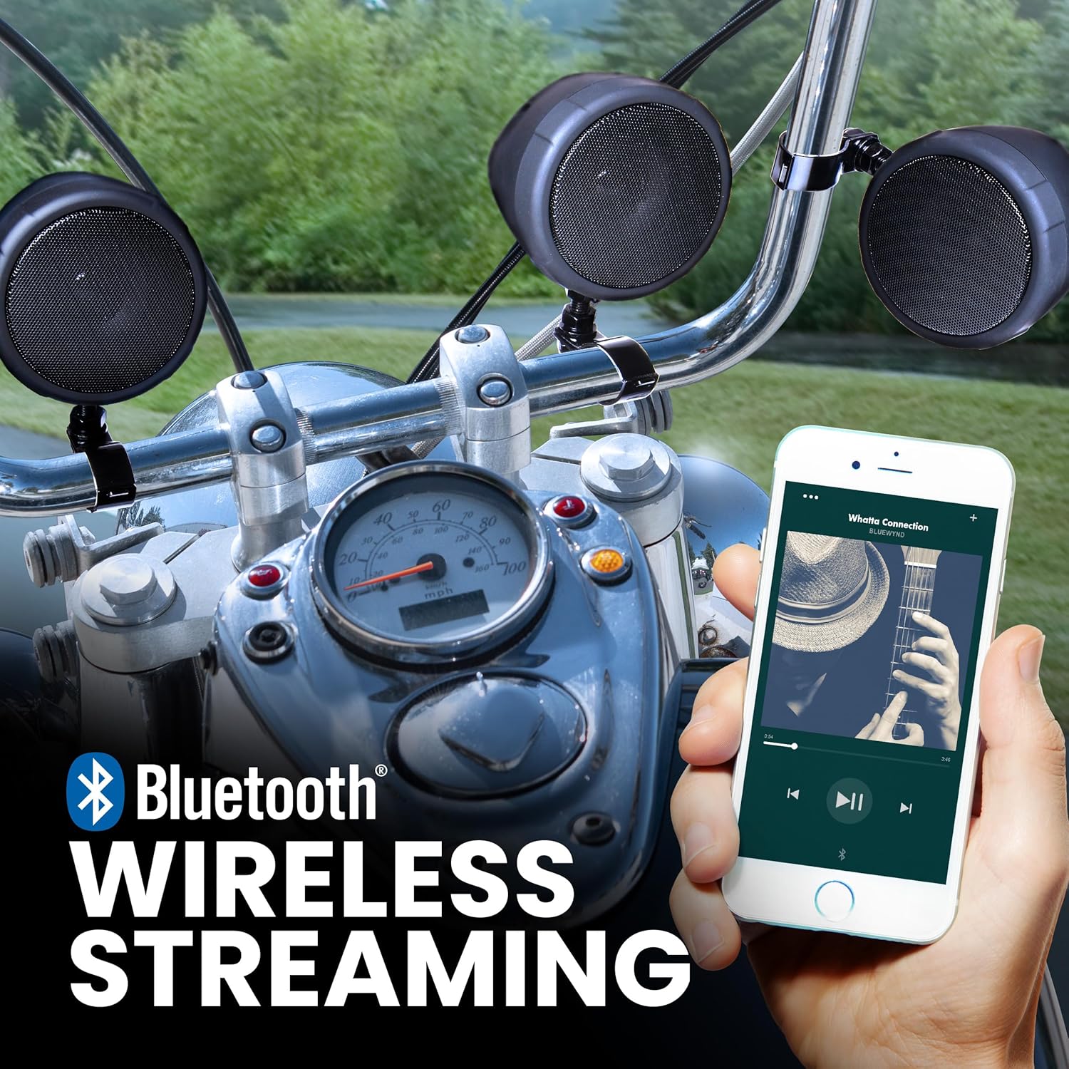 BOSS Audio Systems MCBK470B Motorcycle Bluetooth Speaker System - Class D Compact Amplifier, 3 Inch Weatherproof Speakers, Volume Control, Great for Use With ATVs and 12 Volt Vehicles