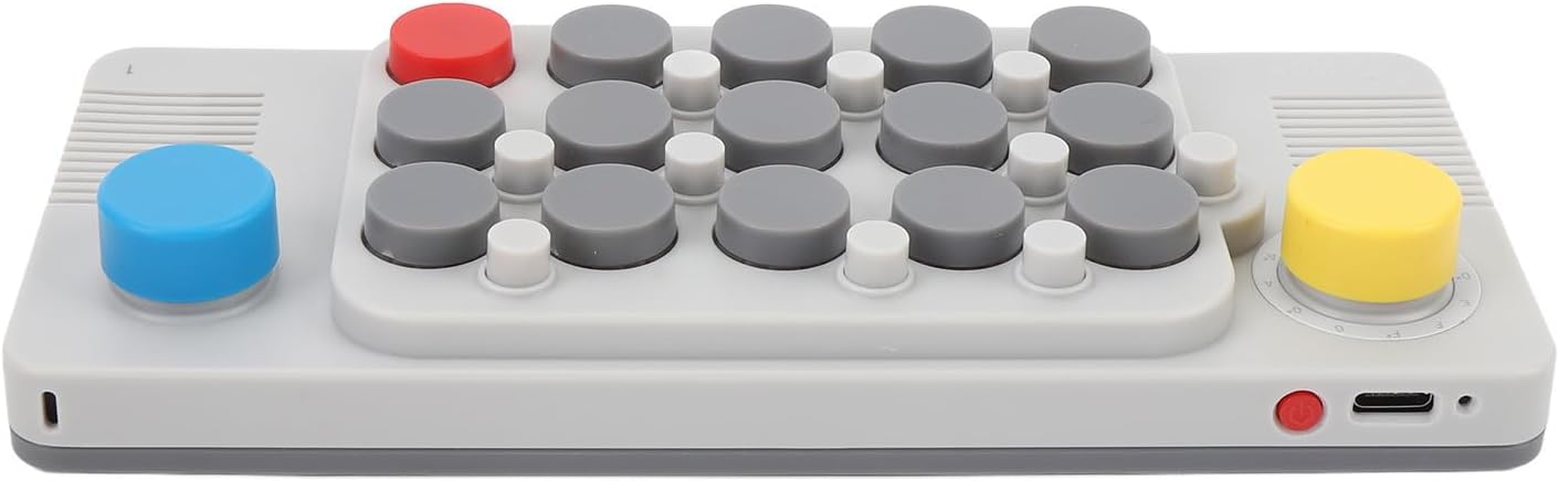 15 Key MIDI Keyboard Controller with 2 Rotary Knobs, 20 Popular Instruments Available, 3.5mm Headphone Jack Rechargeable C3-C8 Full Tuning Adjustable with Keyboard Stickers