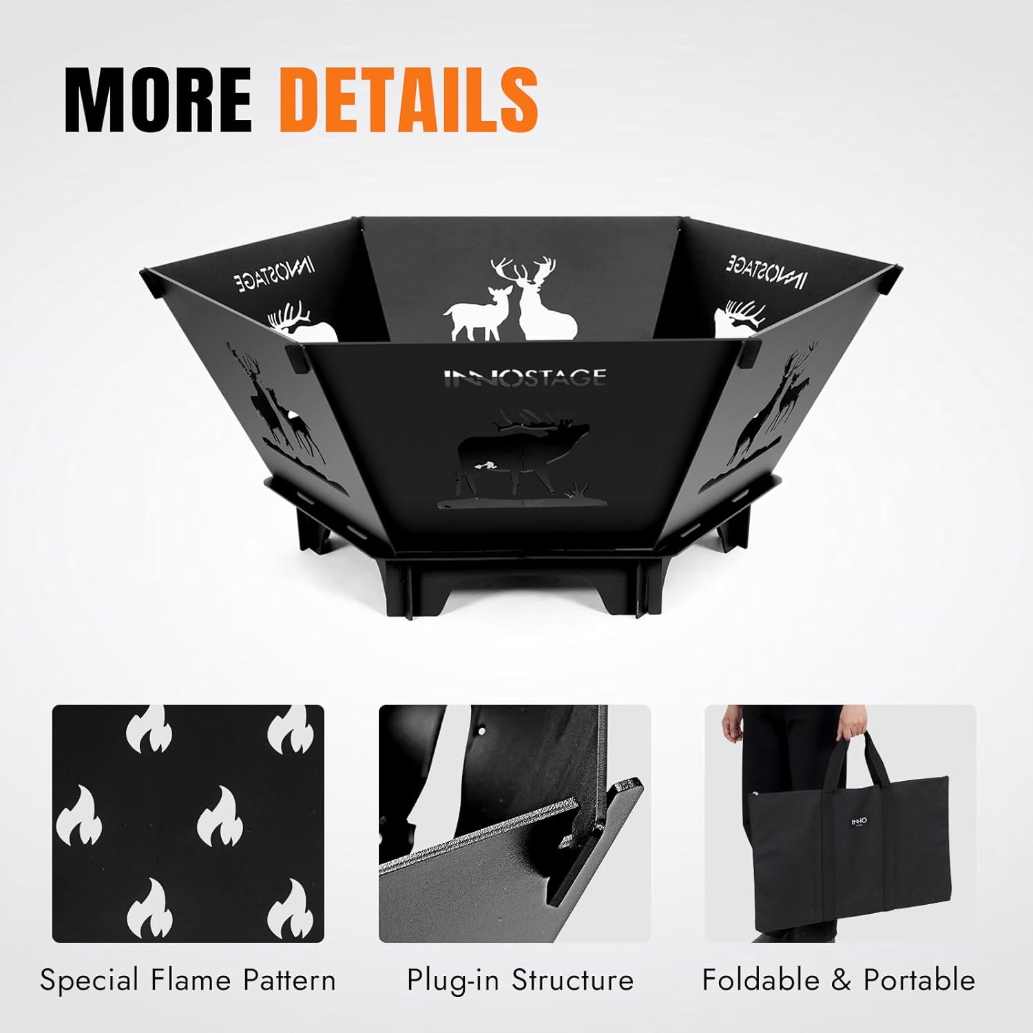 Fire Pit for Camping- 37.8 Inch Collapsible Firepit for Patio Outside Wood Burning Outdoor Indoor BBQ Picnic Foldable Fire Pits Bonfire of Backyard Patio with Portable Tote Bag