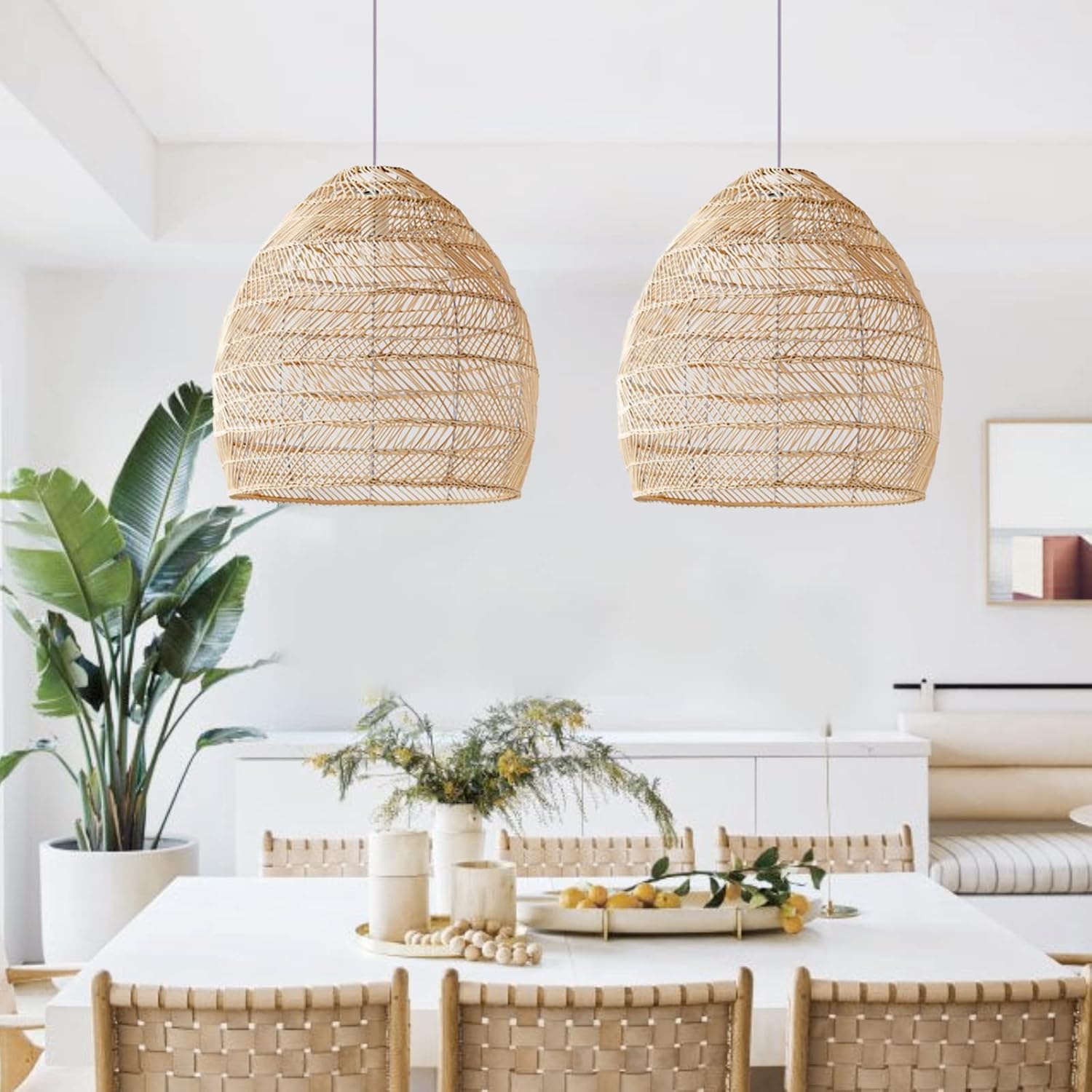 Arturesthome 1 Light Rattan Woven Pendant Light Shades,17.7