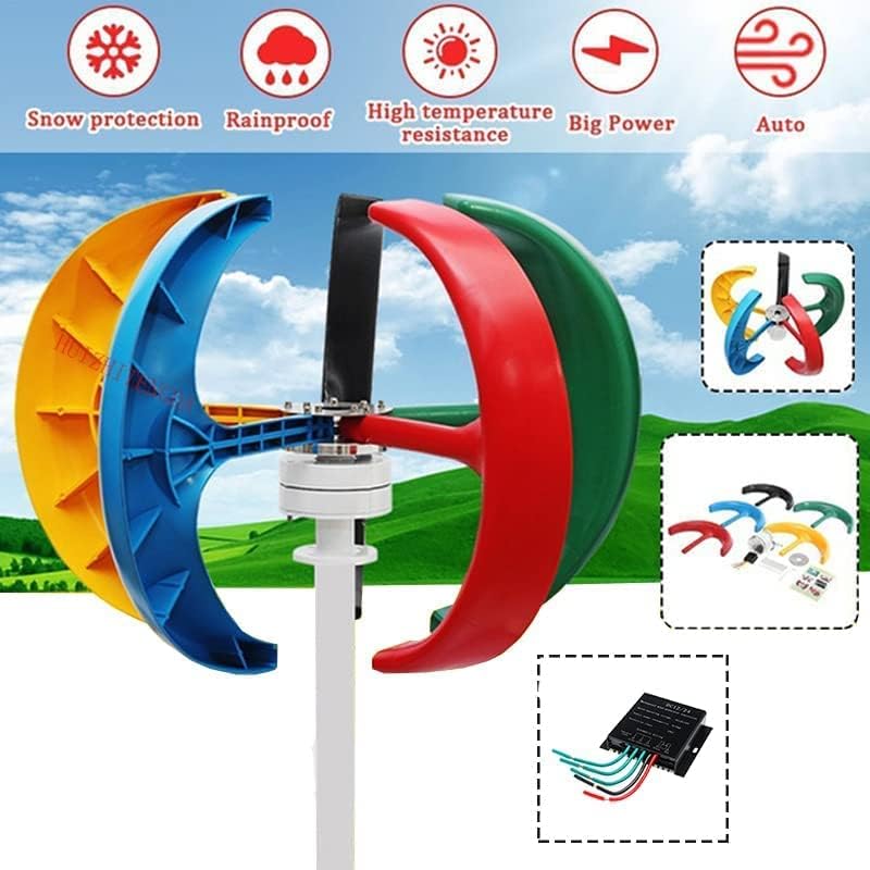 8000W Vertical Wind Turbine Generator, 5 Blades Lantern Permanent Maglev Vertical Turbine Generator for Home Free Energy Wind Power Windmill (Colour)