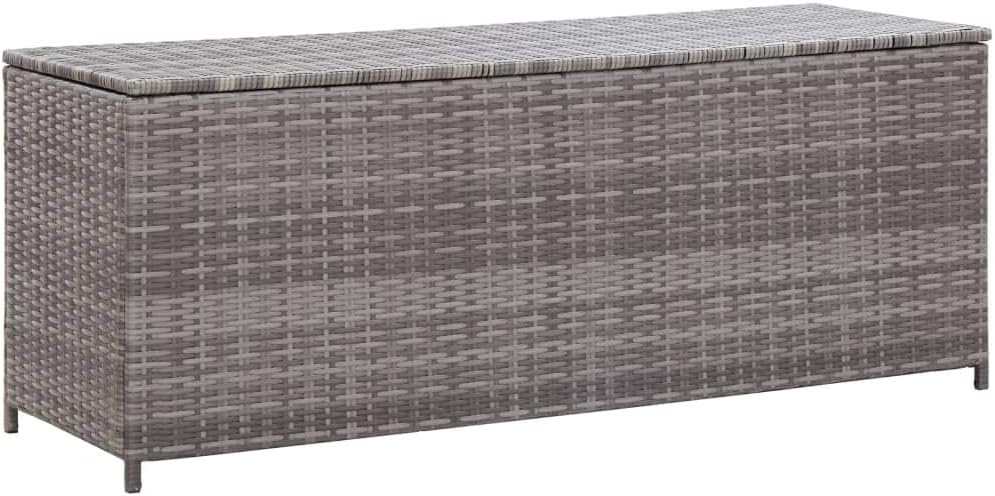 Garden Storage Box Gray 47.2x19.7x23.6 Poly Rattan
