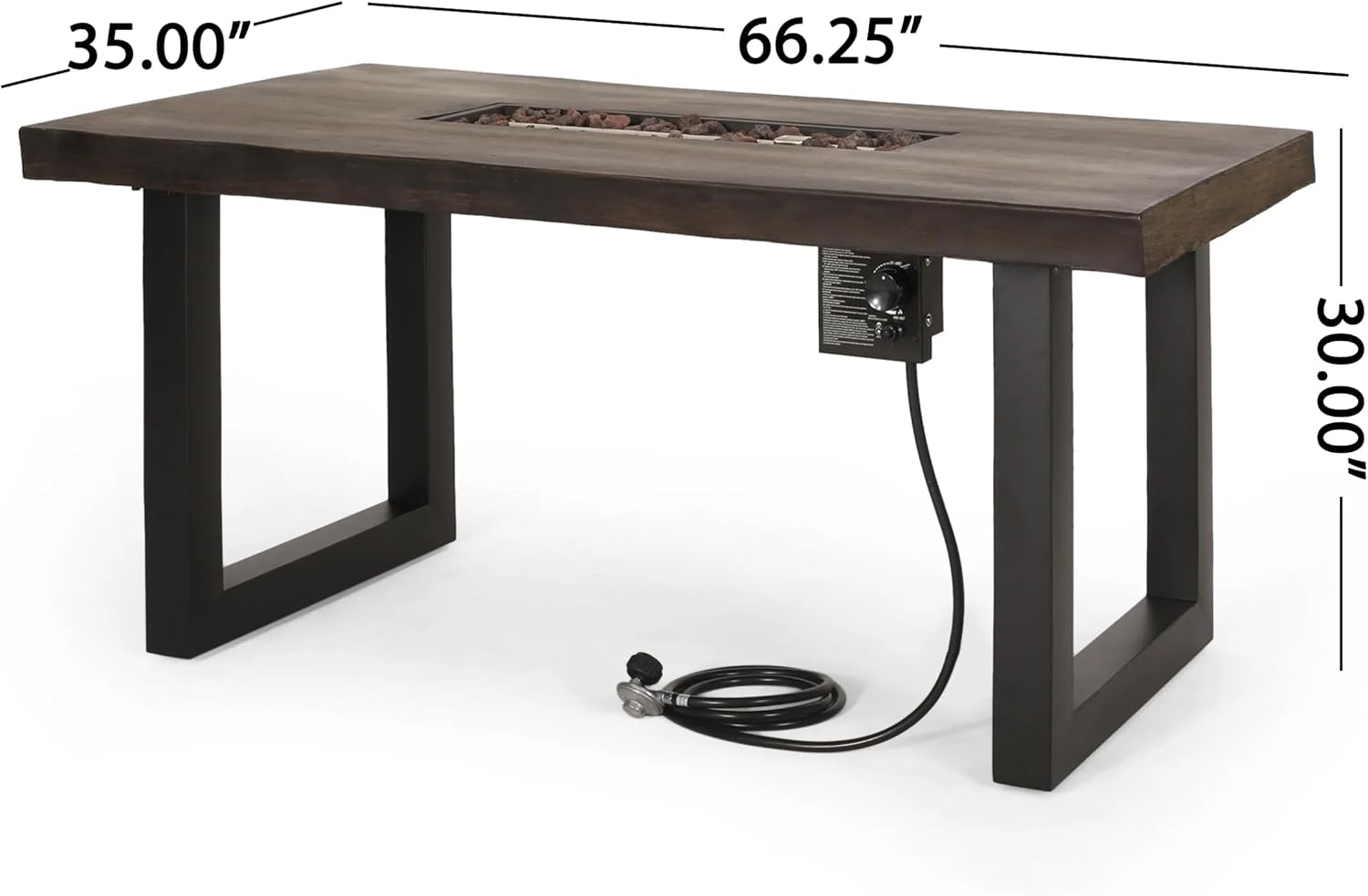 Outdoor 40,000 BTU Fire Pit Dining Table (Tank Cover not Included), Antique Teak