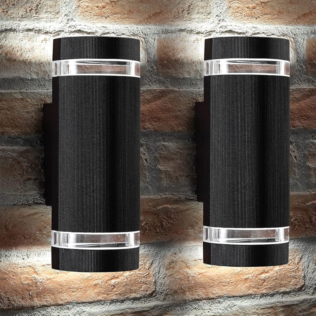 Dusk to Dawn Outdoor Lighting, Bling Exterior Wall Sconce - ETL Listed, Outdoor Light Fixtures Wall Mount Cylinder Design -White Up Down Outdoor Lights for House, Porch, Backyard (2 Pack)