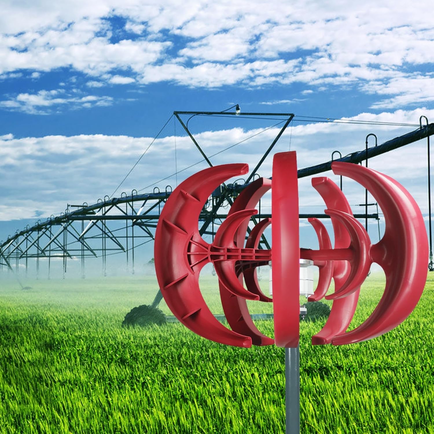 600W DC12V Wind Turbines Generator, 5 Blades Vertical Axis Wind Turbines Generator Kit for Home Hybrids Streetlight Use, Electromagnetic Electricity Producer Equipment Red