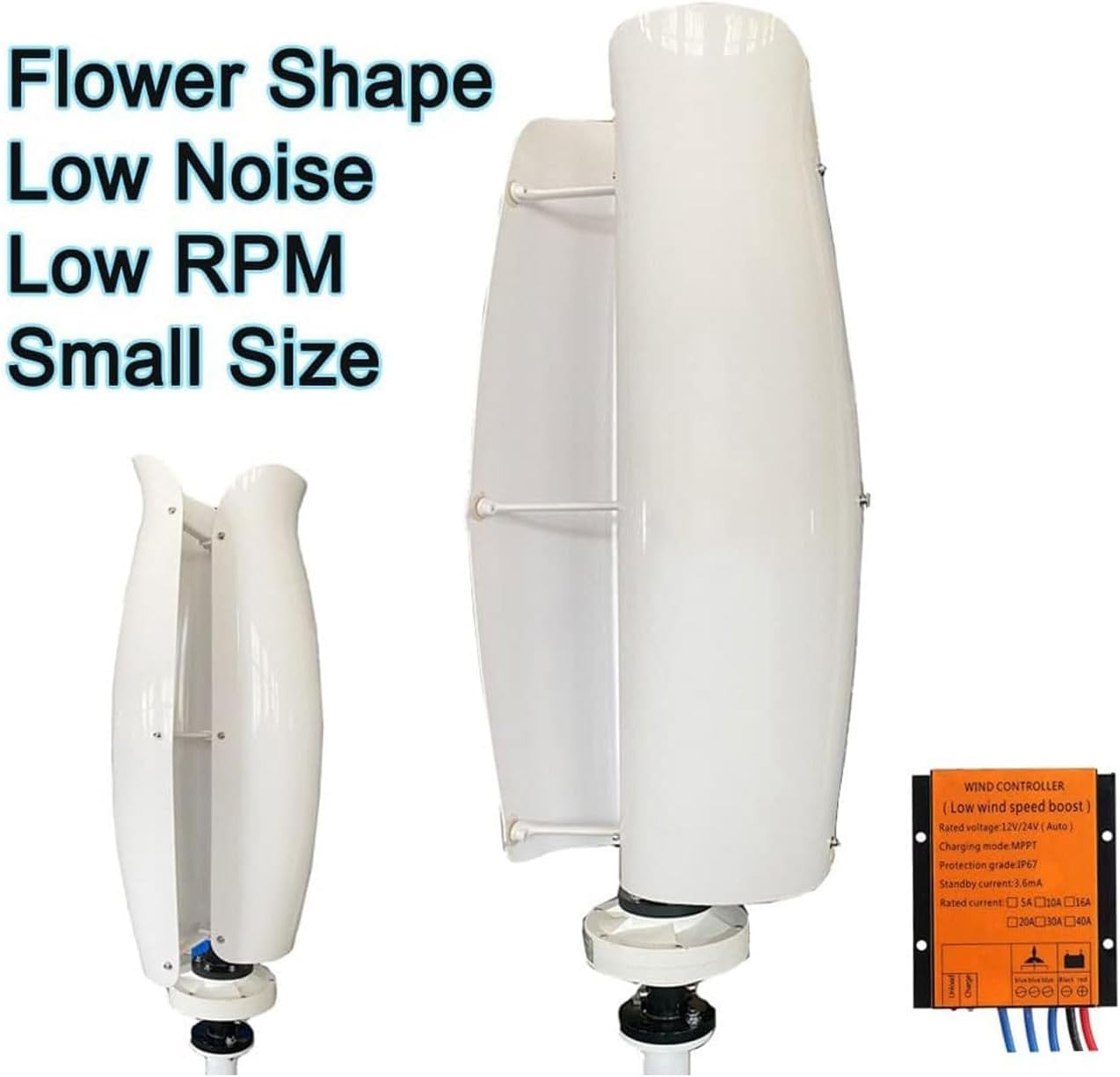 CHRISK Fiberglass Blade 4000W Wind Turbine 3 Phase Low Noise Vertical Wind Turbines Generator Three-Phase Permanent Magnet AC Generator