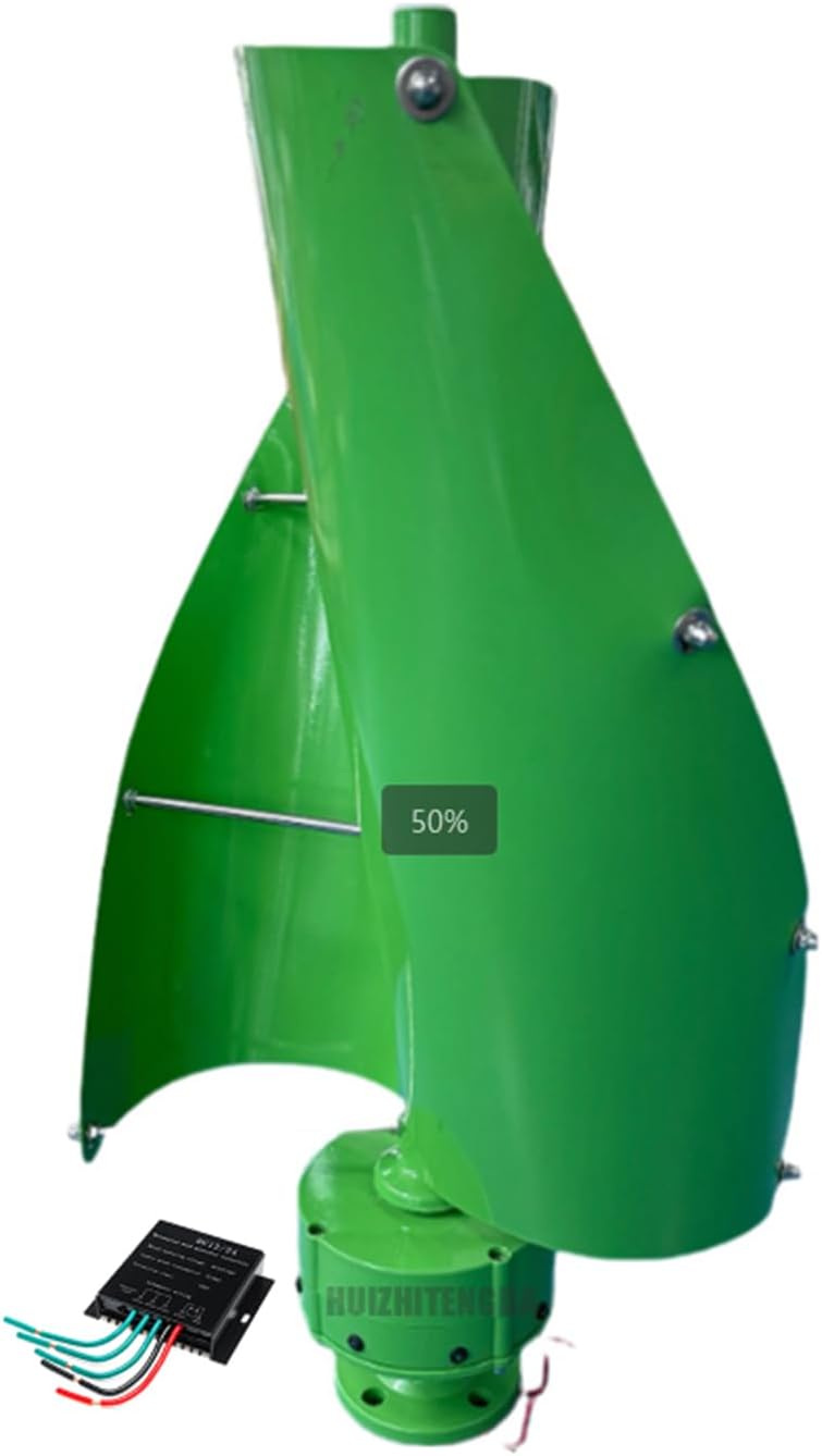 Small Green Spiral Wind Turbine Generator 3000W 12V 24V 48V Home Windmill Wind Generators Applicable to Wind and Solar Power Generation Systems