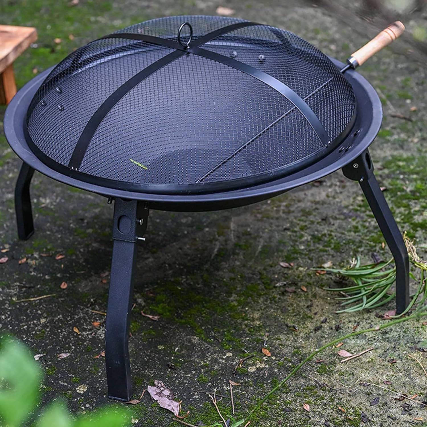 Portable Folding Bowl - Wood Burning 22in Firepit Firebowl & Backyard Firepit