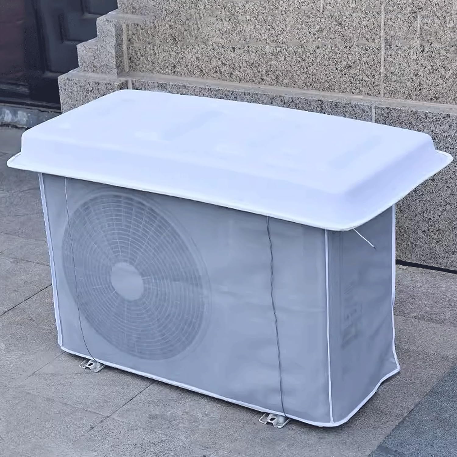Generic Thicken Air Conditioner Outer Cover Protection Outdoor Dustproof Protective Cover, Easy To Install, For Outdoor Air Conditioning, Dust And Rainproof ( Color : White , Size : 98*50*7CM_D )