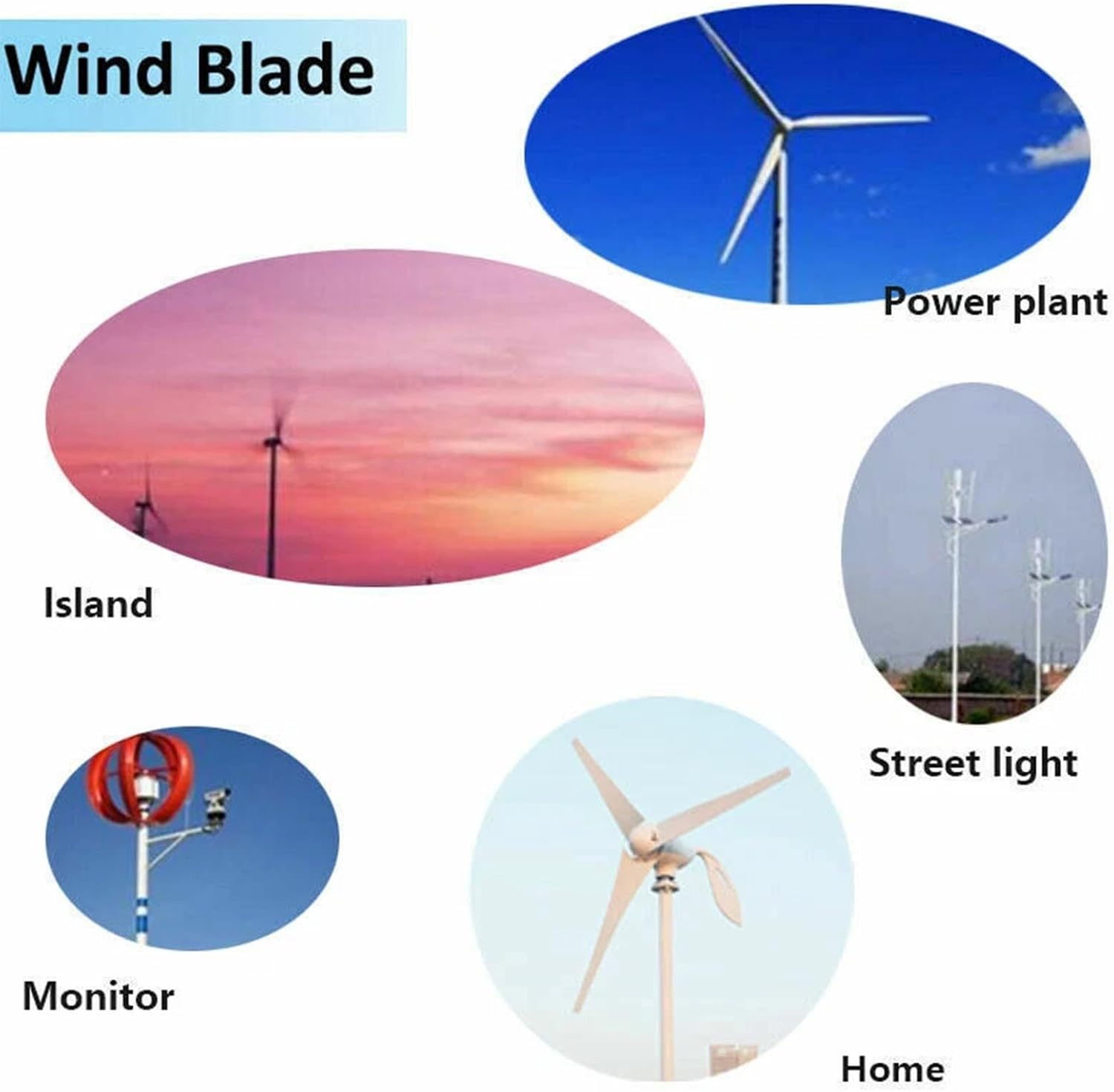 Hybrid Wind Turbine Blades Kit - 550mm, 630mm, 1250mm Radius For Small Wind/Solar Systems, Home/RV/Off-Grid Renewable Energy Durable & Weather-Resistant(3 * 630mm)