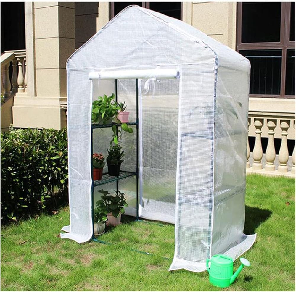 Large Walk-in Garden Greenhouse Cover Tomato Greenhouse Tent Double Zipper with 4 Shelves and Removable Waterproof PE Cover (Size : 143×73×195cm)