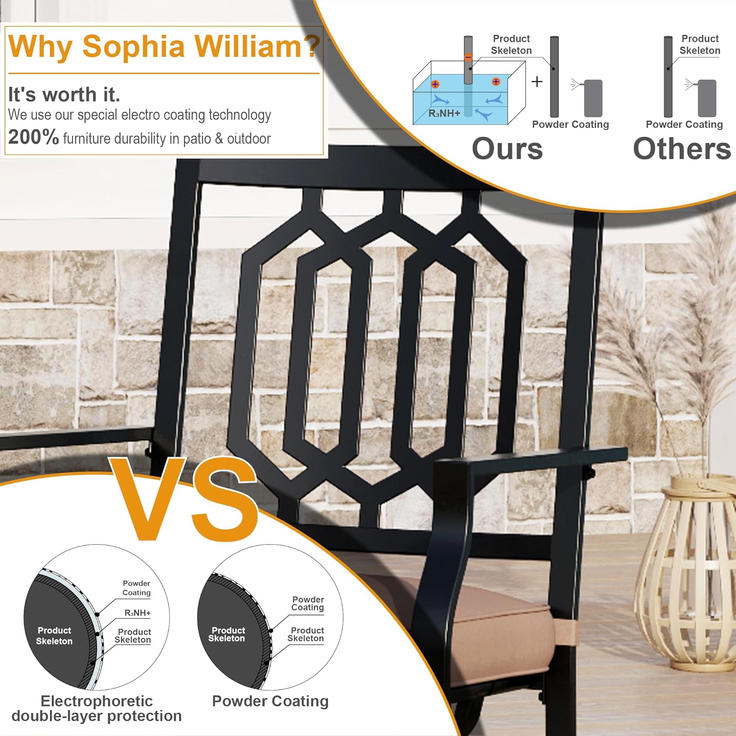 Sophia & William 5 Pieces Patio Dining Set with Gas Fire Pit Table Outdoor Patio Furniture 28