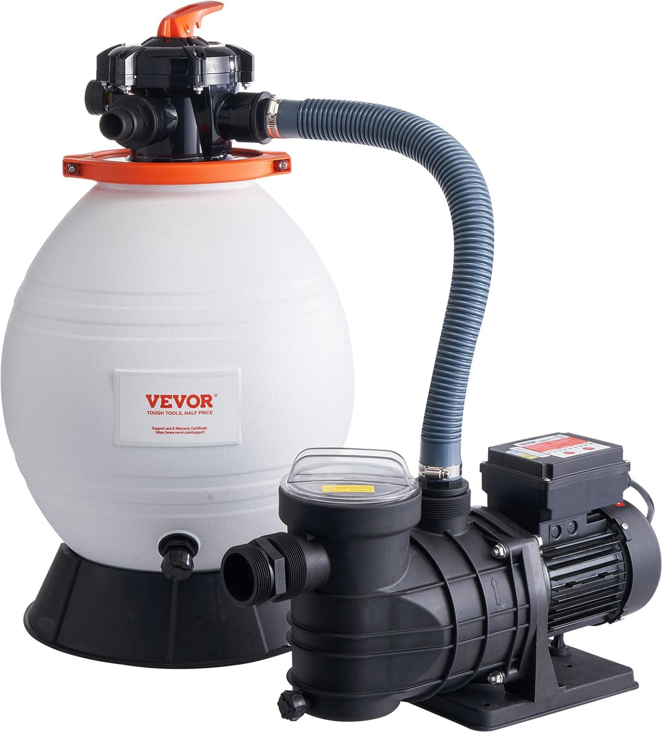 VEVOR 16-inch Sand Filter Pump for Above Ground, Digital Programmer Timer, 3500 GPH, 1 HP Pool Pumps System & Filters Combo Set with 6-Way Multi-Port Valve & Strainer Basket, Easy Installation