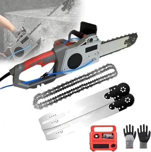 Handheld Electric Chainsaw - Powerful Wall Cutter for Concrete, Brick & Granite with Water Fed Dust Suppression, 35cm Depth, Ideal for Precision Slotting & DIY Projects