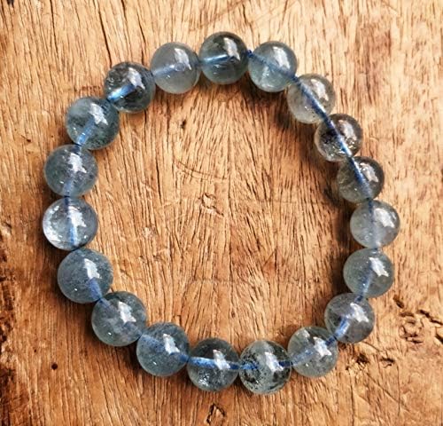 Aquamarine Smooth Stretch Finish Bracelets Rondelle Smooth Beads 10 mm, 7.5 inch by Gemswholesale