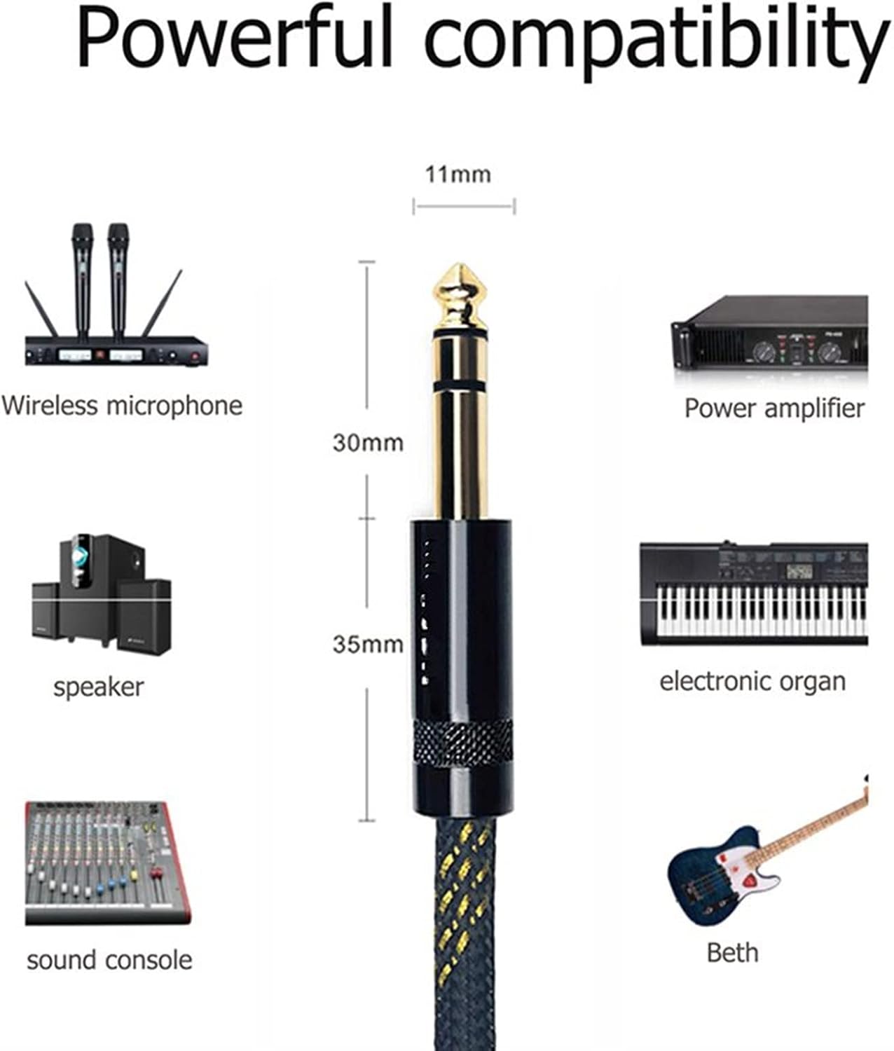 Guitar Cable Cable 6.5mm Output to 6.5mm Output for Microphone,Guitar,Amplifier,Player (Color : 1m)