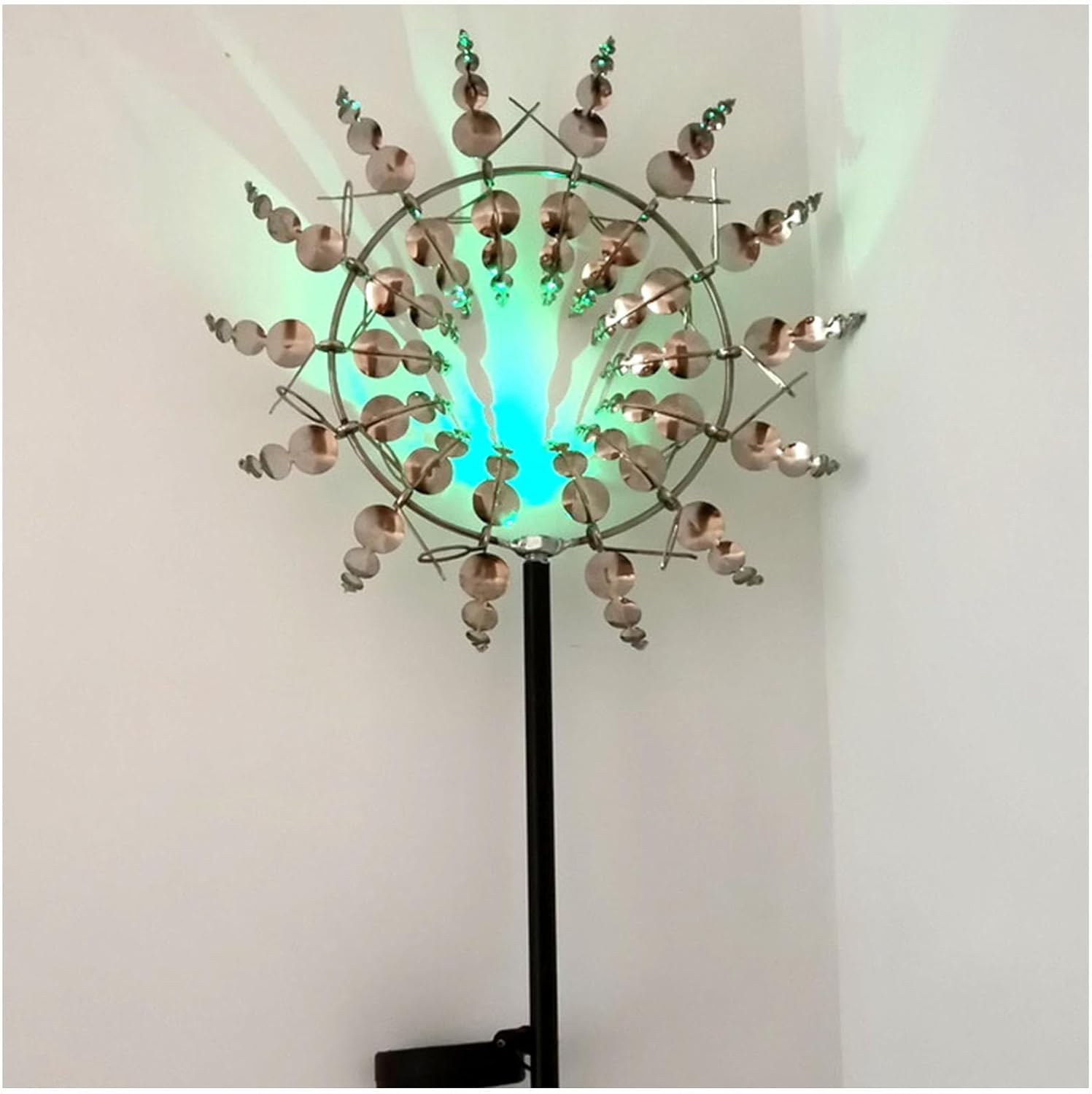 Solar Magic Windmill, Garden Wind Art 3D Wind Powered, 13.4 x 71in Outdoor Windmill,Gold