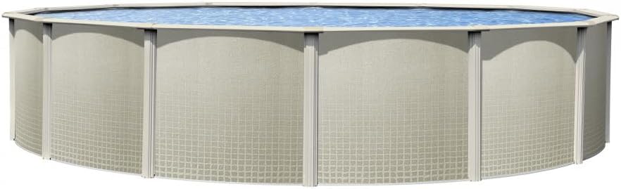 Lake Effect Pools 'Impressions' 18 ft Round Above Ground Swimming Pool | 48 Inch Resin Protected Steel Sided Walls | Bundle Includes: 25 Gauge Bedrock Overlap Liner & Widemouth Skimmer