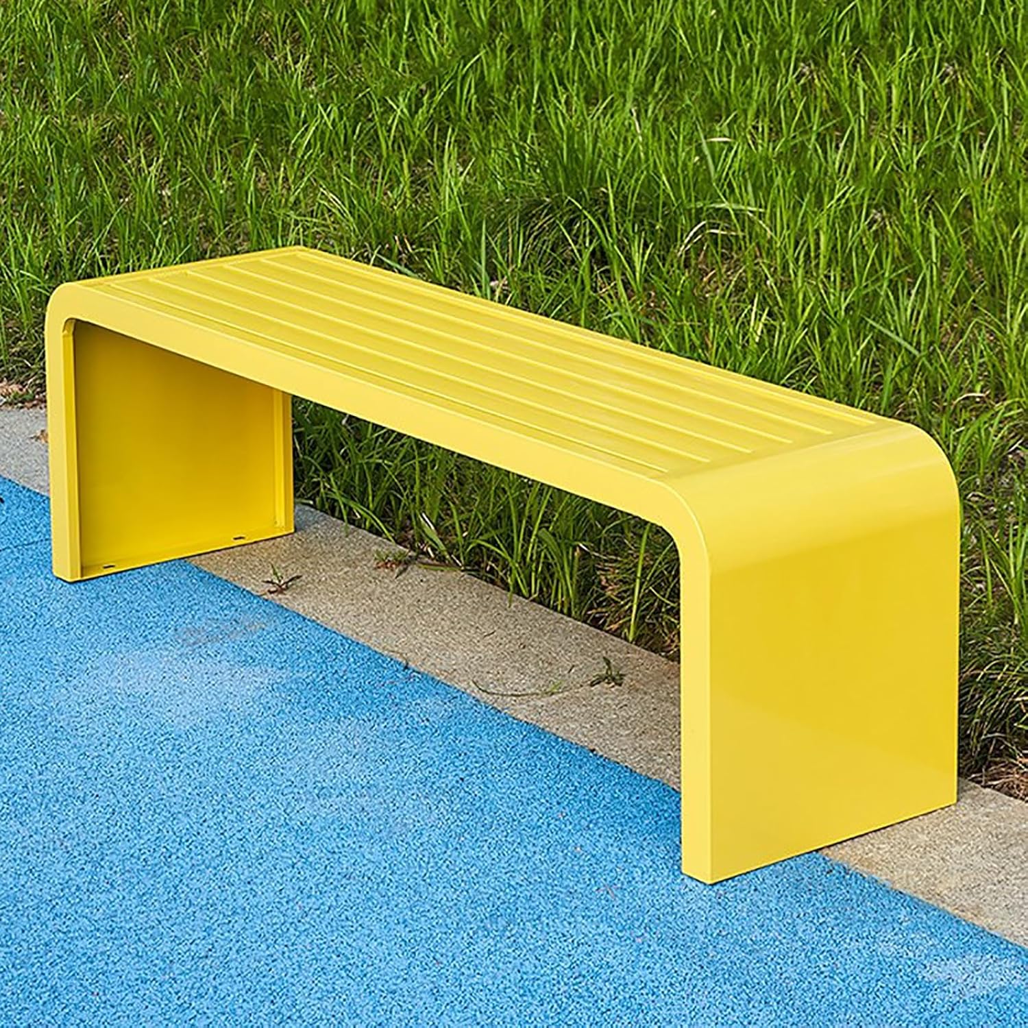 Steel Frame Outdoor Indoor Bench, Outdoor Benches Weatherproof, Art Deco Alloy Picnic Bench, All Weather Resistant Backless Patio Garden Bench, for Garden, Porch, Park, Balcony, Outside(Yellow,180CM/7