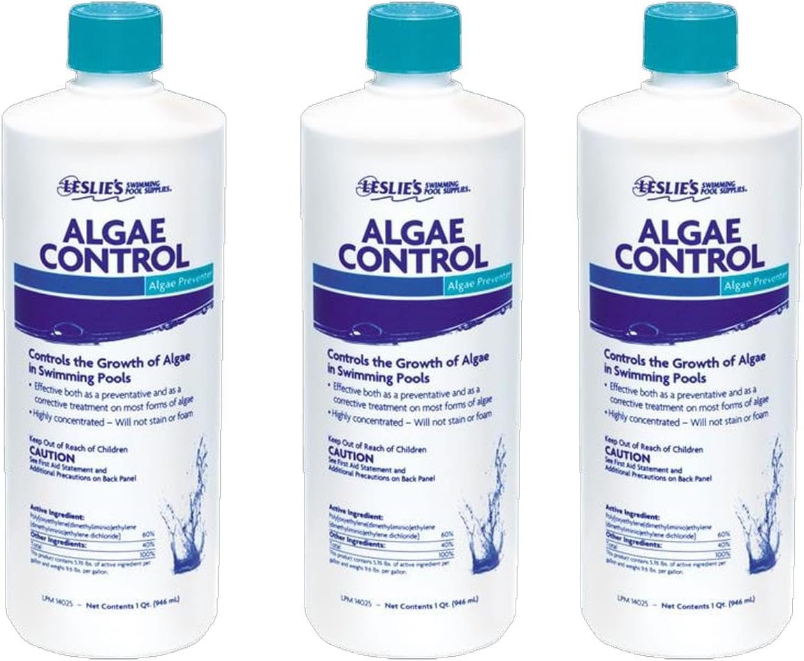 Leslie's Algae Control Preventer for Pools 1 Quart [3 Bottles] 14025