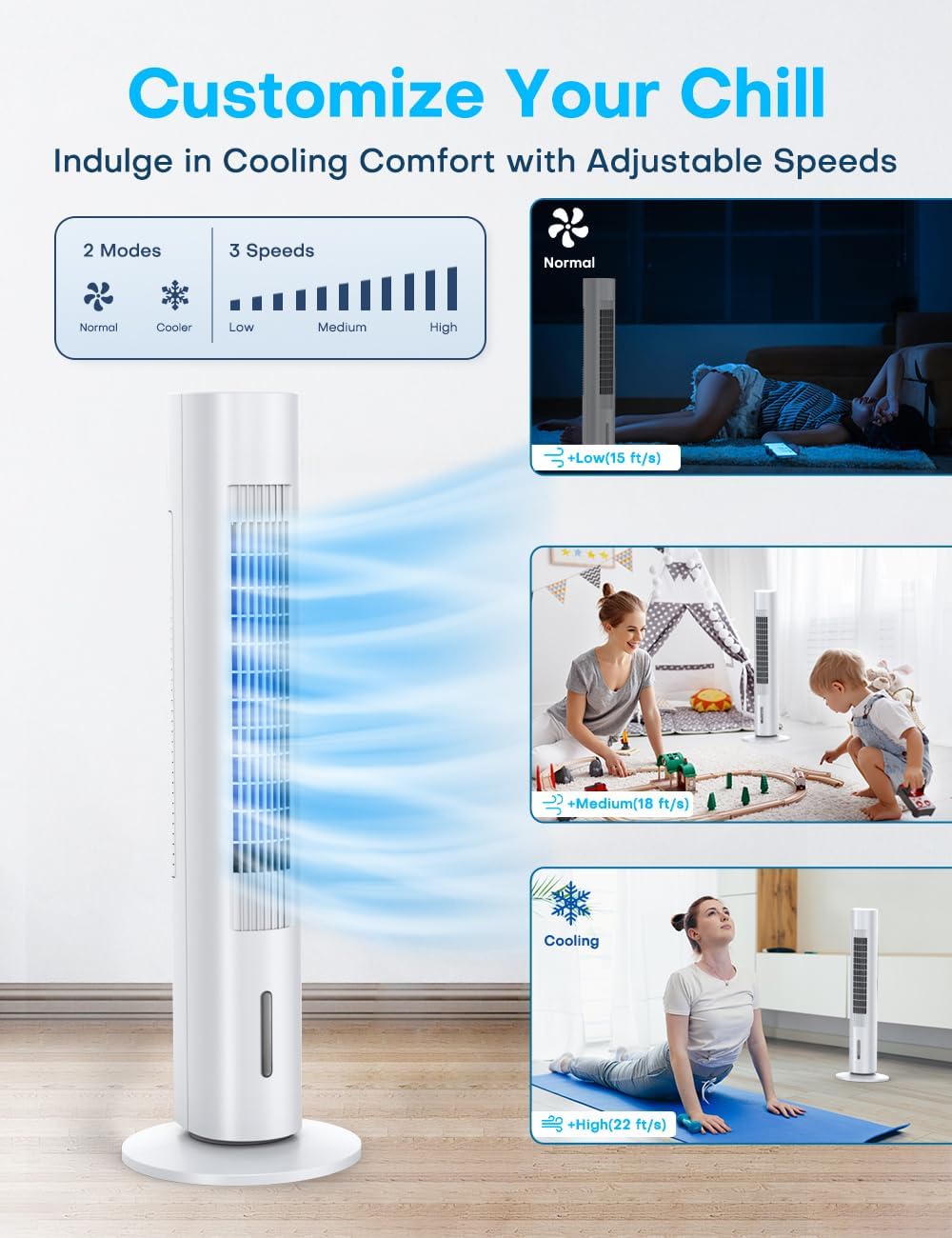 BALKO Windowless Swamp Cooler, 3 Ice Pack, 70° Oscillation, Ductless Air Conditioner, w/ 0.8 Gal Detachable Water Tank, 7H Timer & Remote, White