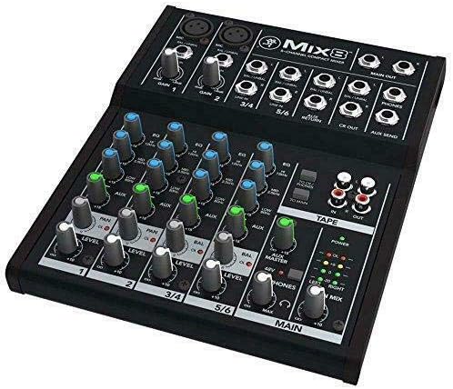 Mackie -Mix8- Compact 8-Channel Desktop Analog Midsize Mixer for Live Sound 2 Mic/Line Input Channels with Pair of EMB XLR Cable and Gravity Magnet Phone Holder Bundle (2)