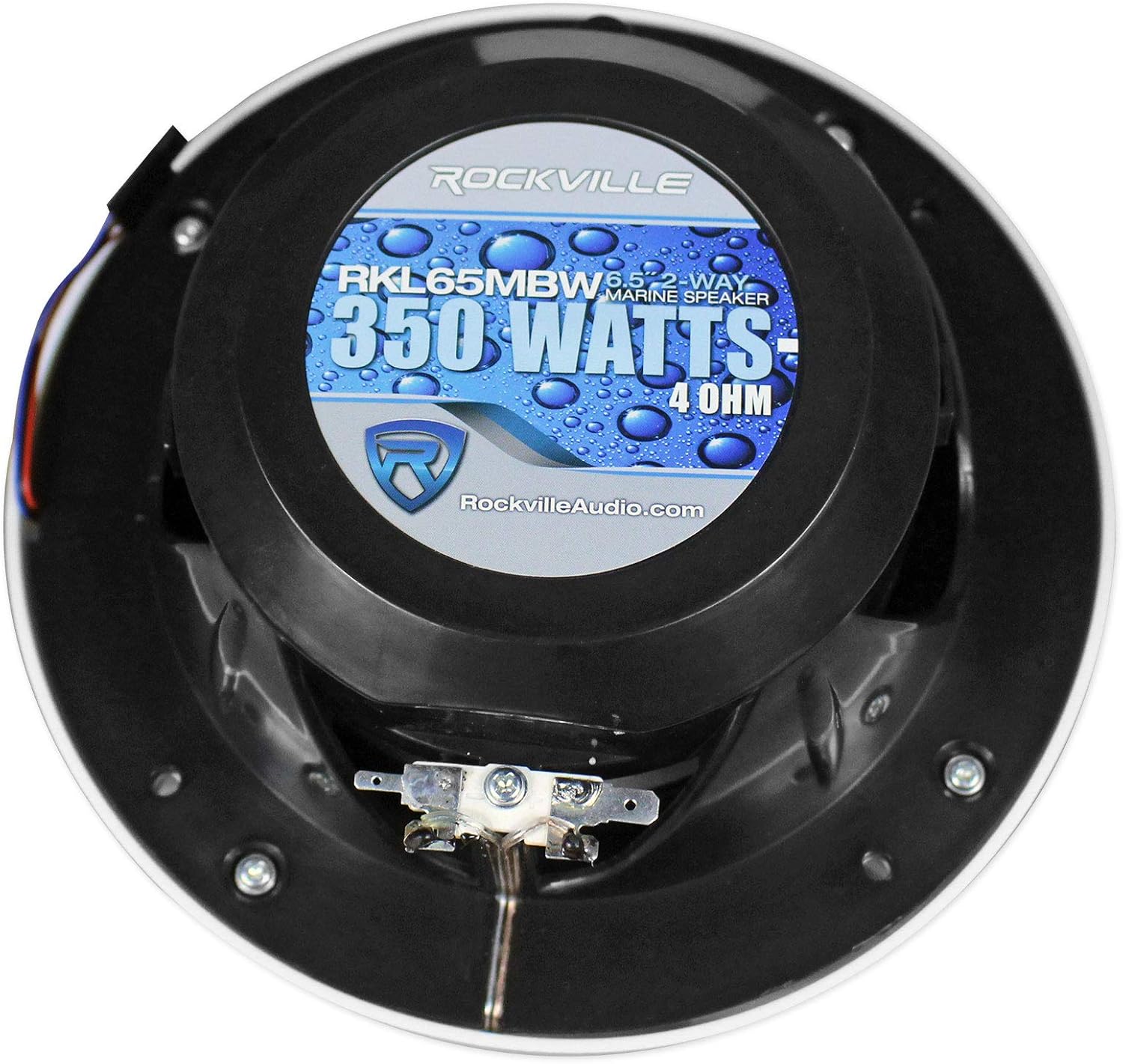 Rockville RKL65MBW 700-Watt 6.5 in Marine Boat Speakers with LED Lights, Black and White Grilles, IP66 Waterproof, UV Resistant, Rustproof Design for Boats and Outdoor Audio, 4-Piece